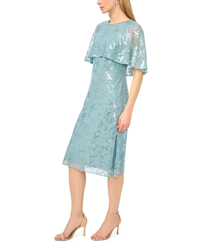 Msk Petite Short-Sleeve Crewneck Midi Dress