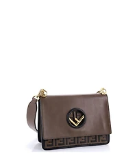 Pre-Owned Fendi Medium Kan I F Shoulder Bag Leather with Zucca Embossed Detail