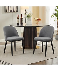 gaomon Set of 2 Modern Fabric Upholstered Dining Chairs with Curved Back and Wood Legs