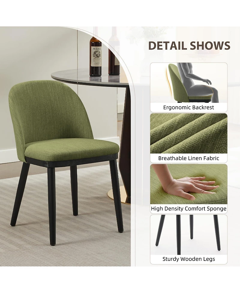 gaomon Modern Fabric Upholstered Wooden Dining Chairs Set with High Back and Deep Seat for Kitchen and Dining Room