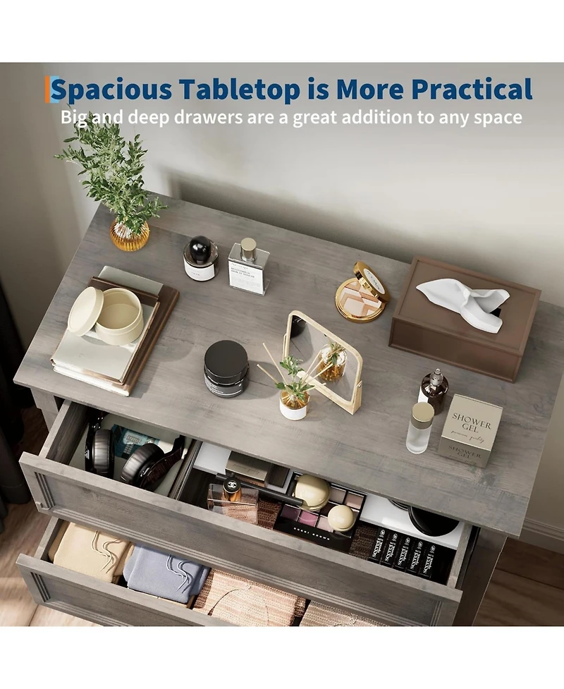 gaomon Farmhouse 5 Drawer Dresser Rustic Wood Chest for Bedroom