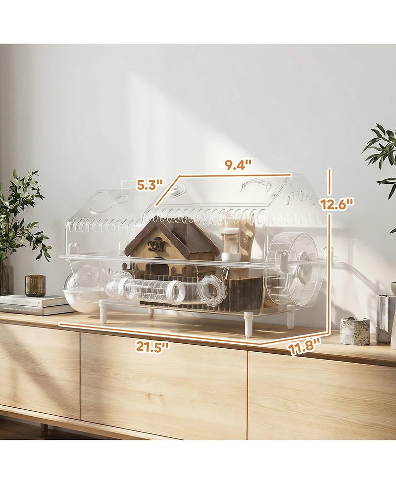 PawHut 8 in 1 Hamster Cage with Accessories, 21.5" x 11.8" x 12.6"