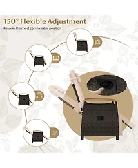 Sugift Patio Wicker Recliner Chair with Adjustable Backrest and Footrest