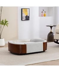 6thdruple Dog Sofa Bed with Velvet Cushion and Wood Legs