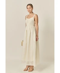 English Factory Women's Mixed Media Sleeveless Midi Dress