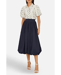 Yumi Women's Polka Dot Lace Boxy Shirt