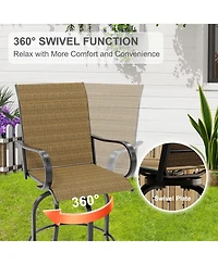 gaomon 5PCS Outdoor Swivel Bar Set with 4 Swivel Chairs and Glass Top Table, All Weather Textile Fabric Outdoor High Top Bar Set for Home, Backyard