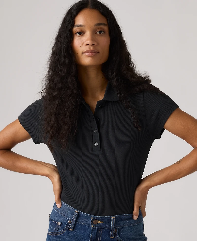 Levi's Women's Short-Sleeve Ribbed Polo Shirt