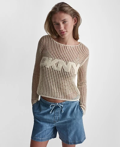 Dkny Jeans Petite Long-Sleeve Ballet Neck Sweater