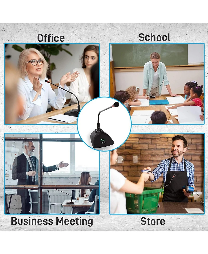 Pyle Vhf Professional Conference Microphone System with 8 Tabletop Gooseneck Mics (PDWM8300)