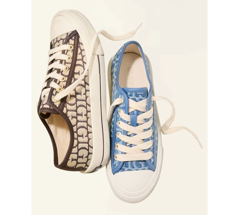 Guess Women's Carey Jacquard Logo Low-Top Lace-Up Sneakers