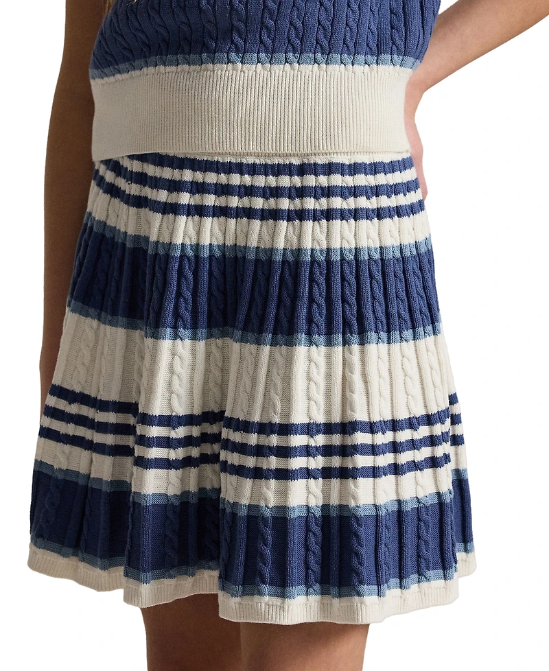 Polo Ralph Lauren Girls' 7-16 Striped Cable Sweater and Skirt, 2-Piece Set