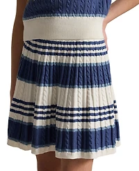 Polo Ralph Lauren Girls' 7-16 Striped Cable Sweater and Skirt, 2-Piece Set