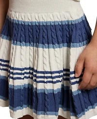 Polo Ralph Lauren Girls' 2T-6X Striped Cable Sweater and Skirt, 2-Piece Set