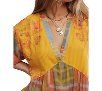 Free People Women's Agnes Printed V-Neck Cotton Oversized Dress