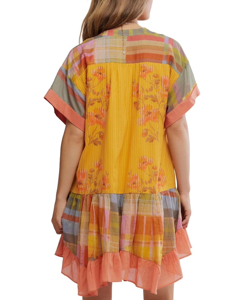 Free People Women's Agnes Printed V-Neck Cotton Oversized Dress