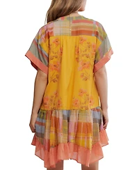 Free People Women's Agnes Printed V-Neck Cotton Oversized Dress