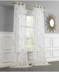 Dainty Home Jacqueline 2 Pack Linen Textured Metallic Light Filtering Grommet Curtain Panel Pair 38 X22 X 84 X22 Blue Gold Metallic