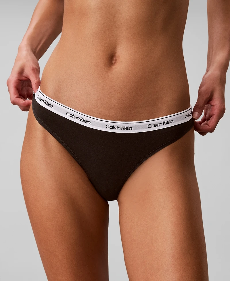 Calvin Klein Women's Modern Logo 3-Pack Thong Underwear QD5209