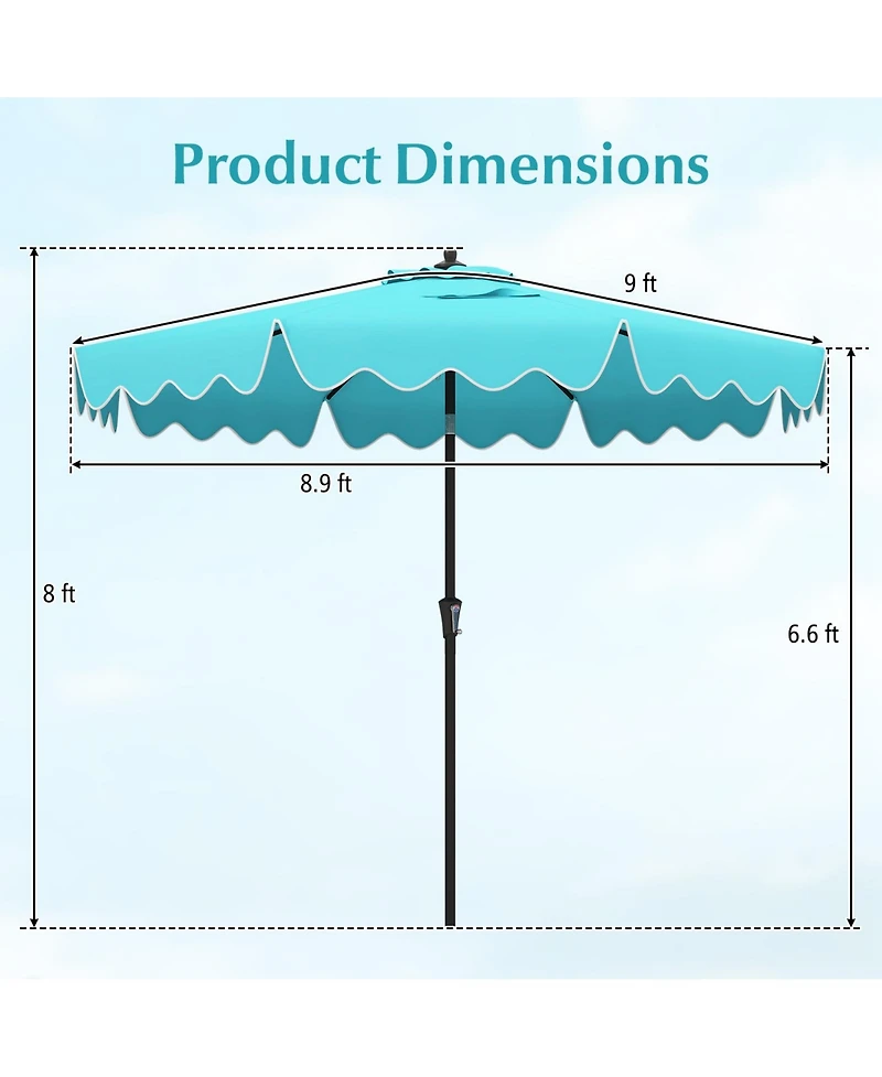 Sugift 9 ft Patio Umbrella with Crank Handle and Push Button Tilt
