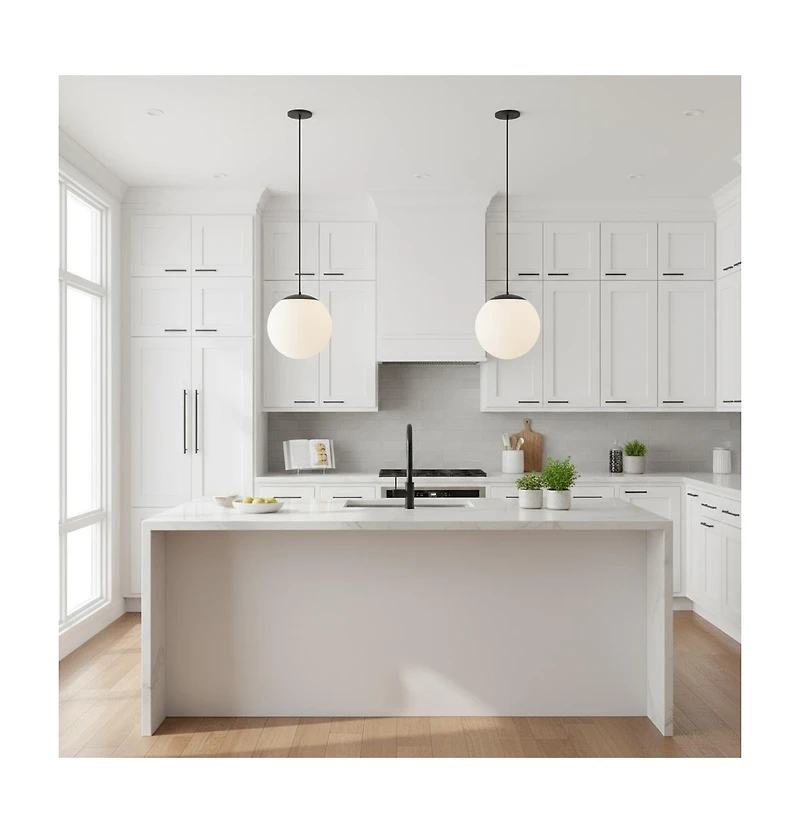 Busdays 10-inch Diameter Etched Glass Globe Integrated Led Pendant