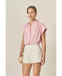 English Factory Women's Ric Rac Detailed Short Sleeve Shirt