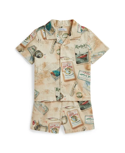 Polo Ralph Lauren Baby Boys' Fishing-Print Chino Shirt and Short, 2-Piece Set