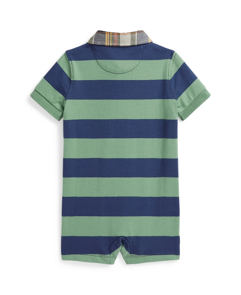 Polo Ralph Lauren Baby Boys' Madras-Collar Striped Shortall