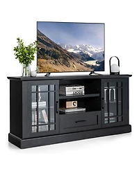 Sugift Tv Stand for TVs up to 70 in with Glass Doors and Storage
