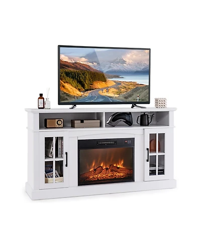 Sugift Fireplace Tv Stand for TVs up to 65 in with Cabinets and Remote