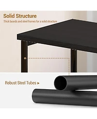 gaomon Slim Industrial 3-Tier Wood and Metal Mobile End Table with Storage Shelves