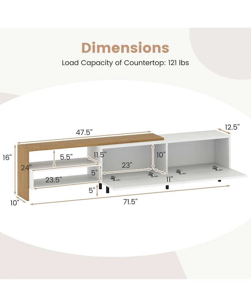 Sugift Modern Tv Stand for TVs up to 80 in with Cabinets and Shelves