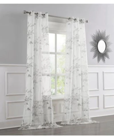 Dainty Home Jessica Floral Designed Linen Textured Metallic Light Filtering Window Curtain Panels With Grommets 2 Pack