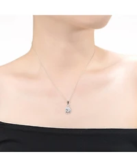 White Gold Plated with Cubic Zirconia Pear Rain Droplet Infinity Love Knot Pendant Necklace