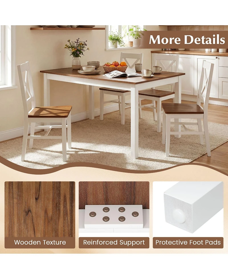 Sugift 60 in Rectangular Dining Table with Solid Wood Legs