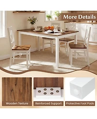 Sugift 60 in Rectangular Dining Table with Solid Wood Legs