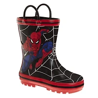 Spider-Man Big Boys Marvel Spiderman Loops Rainboots Easy PullOn Waterproof Puddle Jumper Fun Superhero Design