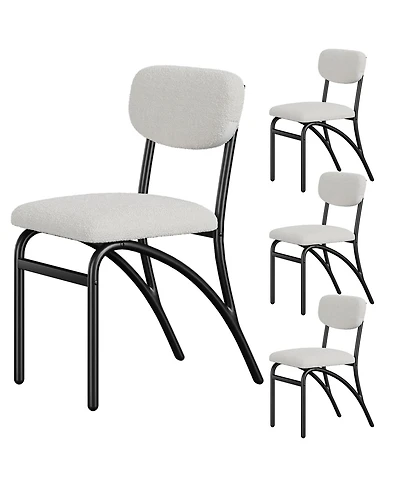 gaomon Set of 4 Modern Boucle Upholstered Dining Chairs with Metal Legs for Kitchen and Living Room