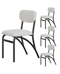 gaomon Set of 4 Modern Boucle Upholstered Dining Chairs with Metal Legs for Kitchen and Living Room