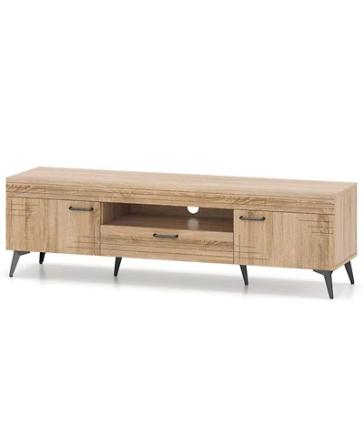 Sugift Tv Stand with Two Cabinets and Drawer for 65 in TVs