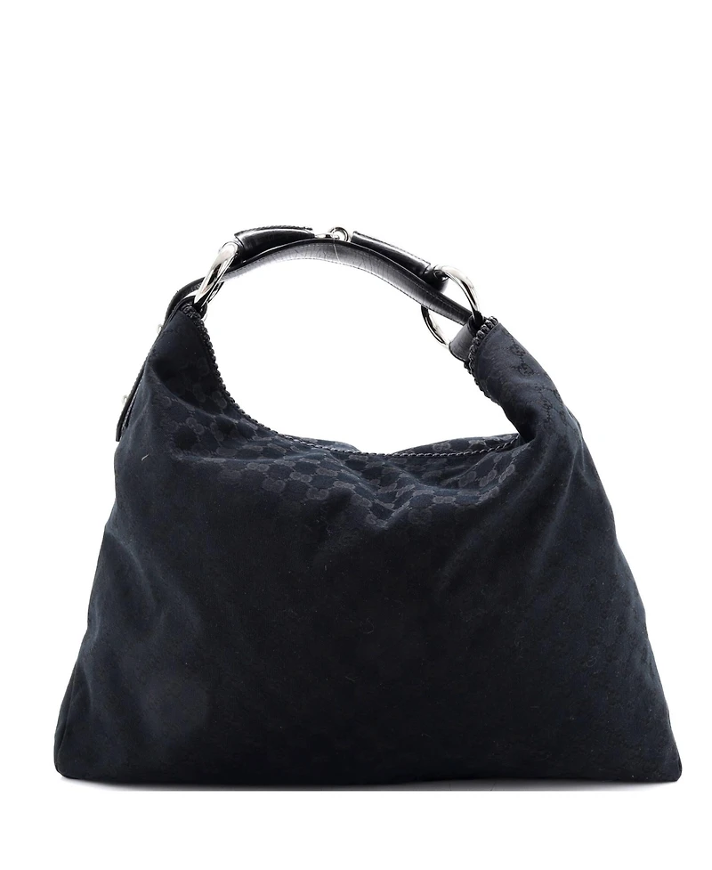 Pre-Owned Gucci Large Horsebit Hobo Gg Canvas