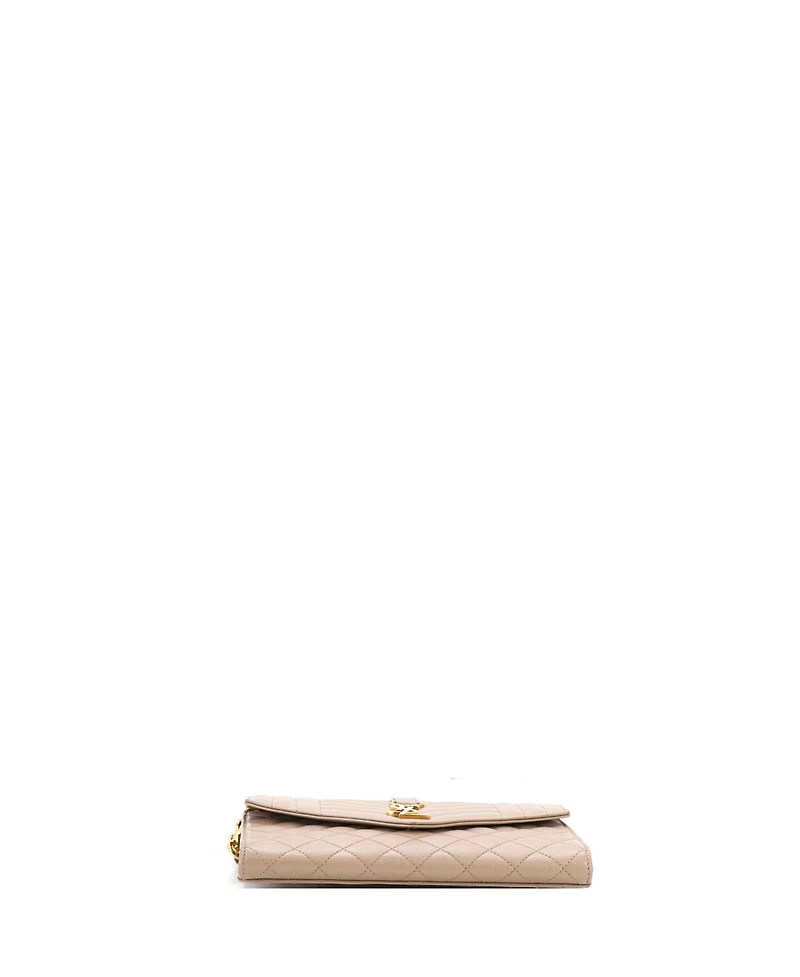 Pre-Owned Saint Laurent Classic Monogram Envelope Wristlet Clutch Mixed Matelasse Leather