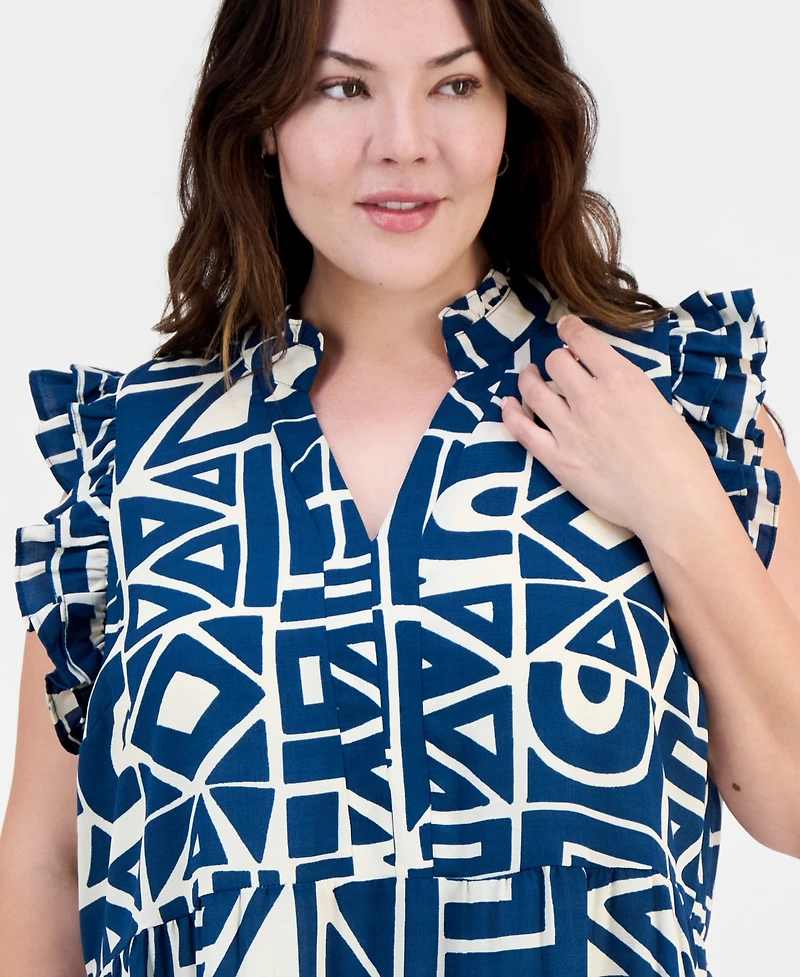Sandra Darren Plus Ruffled Tiered Shift Dress