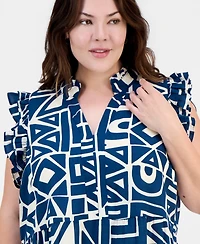 Sandra Darren Plus Ruffled Tiered Shift Dress