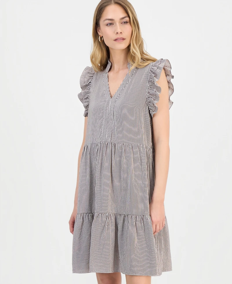 Sandra Darren Petite Ruffled Tiered Shift Dress
