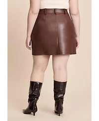 Eloquii Women's Plus Faux Leather Mini Skirt