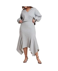 Eloquii Women's Seam Detail Trumpet French Terry Skirt