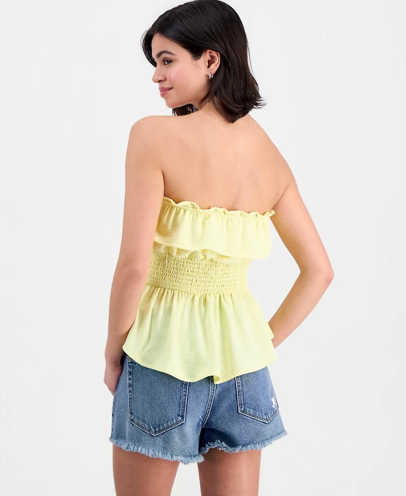 Derek Heart Juniors' Overlay Smocked Strapless Top