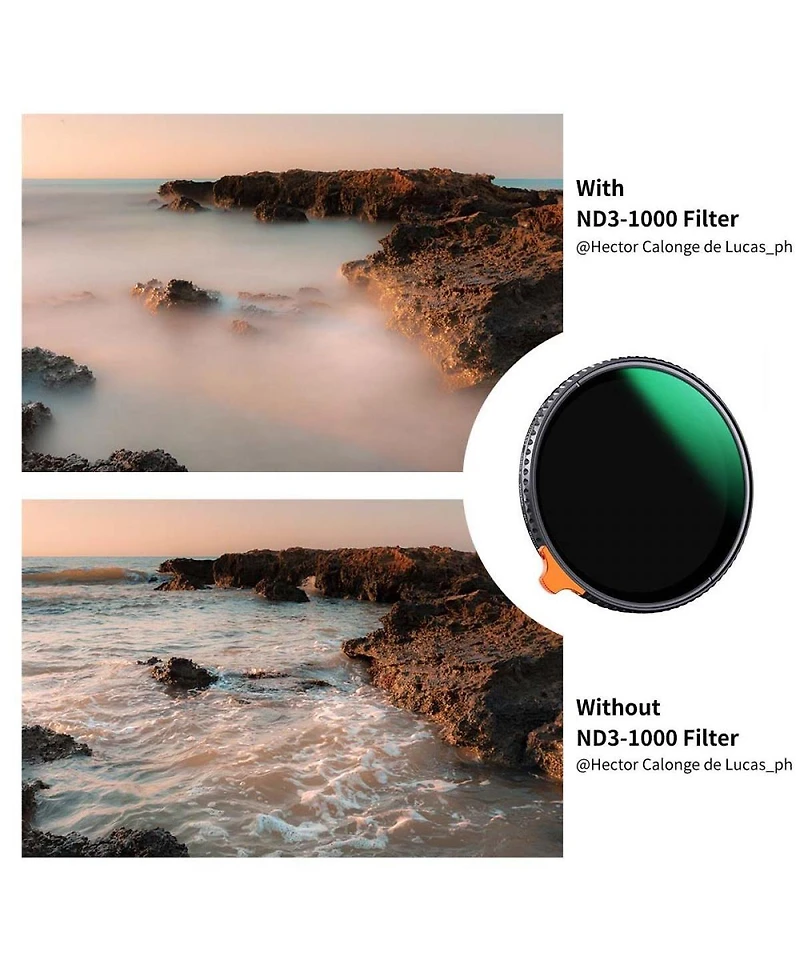 K&F Concept 58mm Nano-Xcel Series ND3-1000 1.5-10 Stop Multi-Coated Vnd Filter