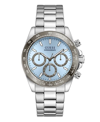 Guess Men's Silver-Tone Chronograph Watch, 42mm
